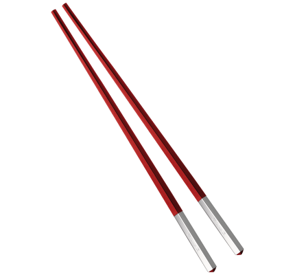 christofle paire de baguettes chinoises rouges 1