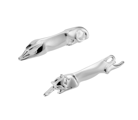christofle silver-plated set of 2 knife rests dog/cat 1