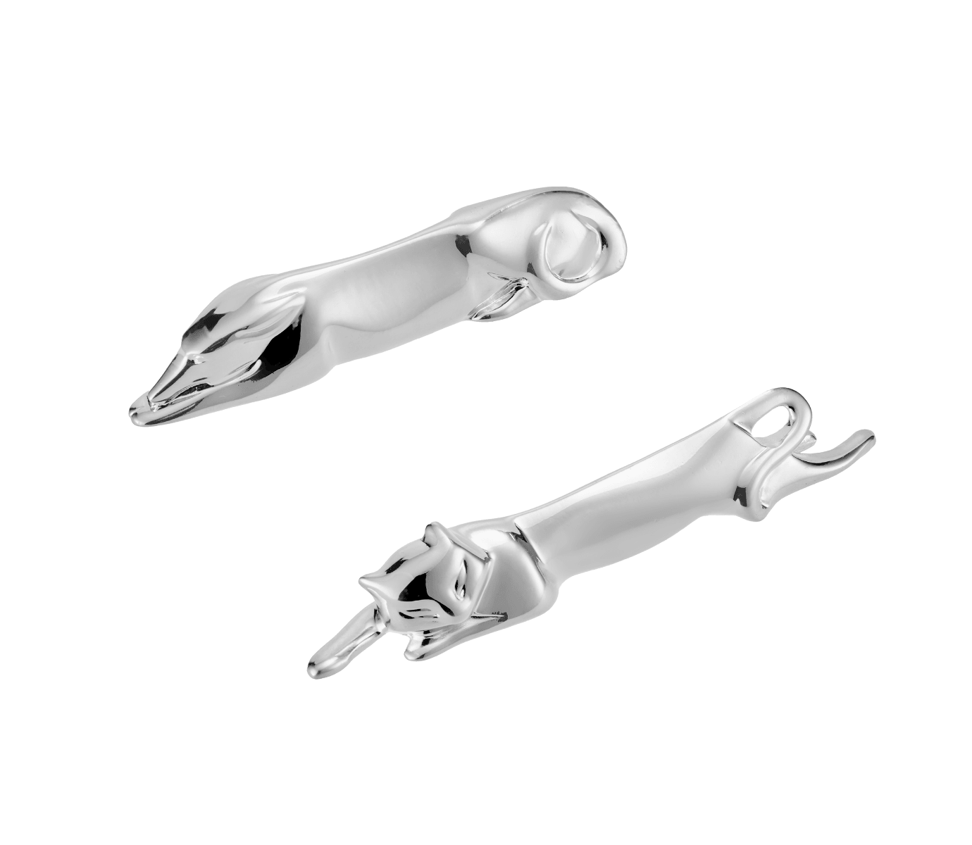 christofle silver-plated set of 2 knife rests dog/cat 1