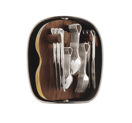24-Piece Silver-Plated Flatware Set with Shell Carrousel