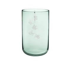 christofle medium green glass vase with silver-plated ornament 1