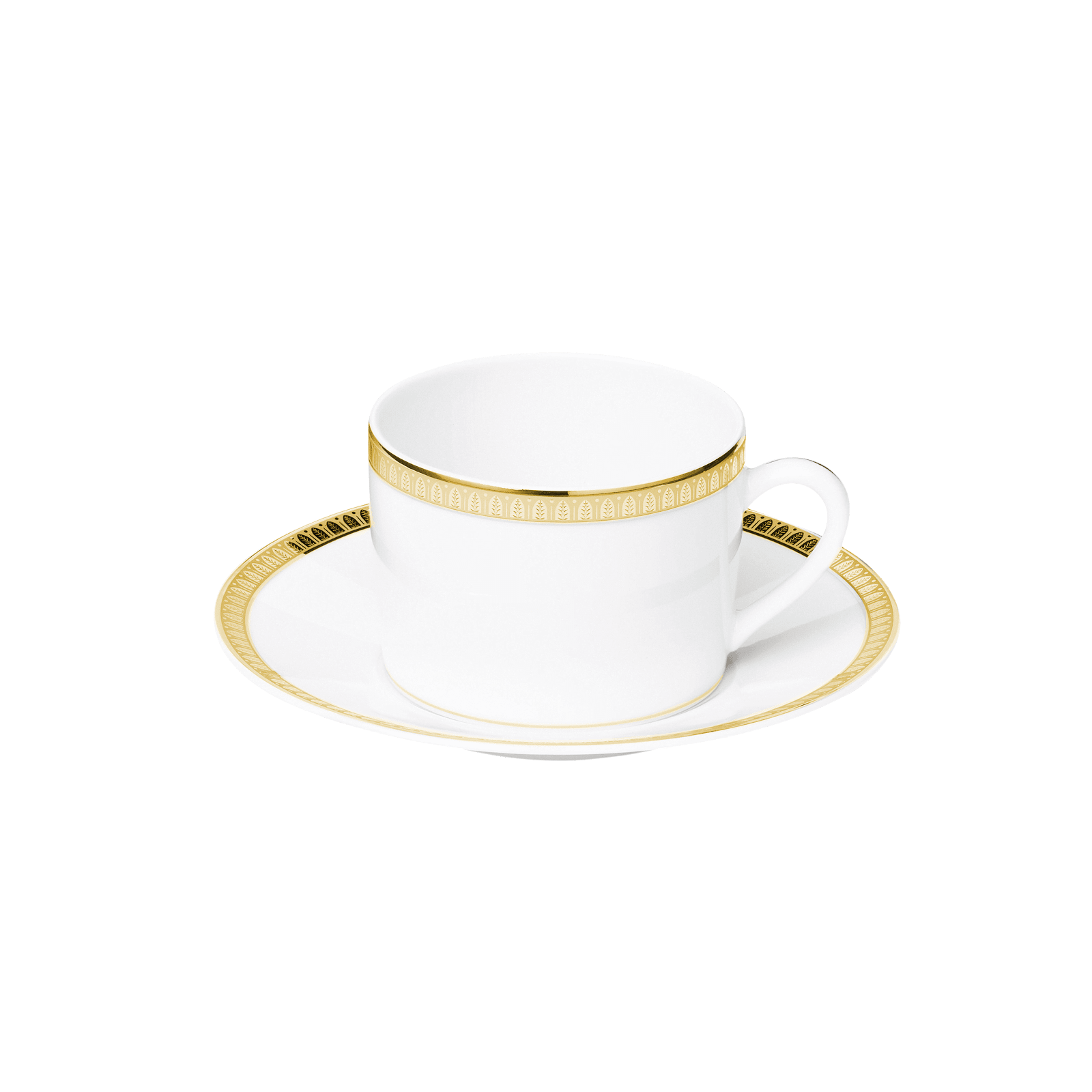 Porcelain tea cup and saucer Gold finish Malmaison Christofle