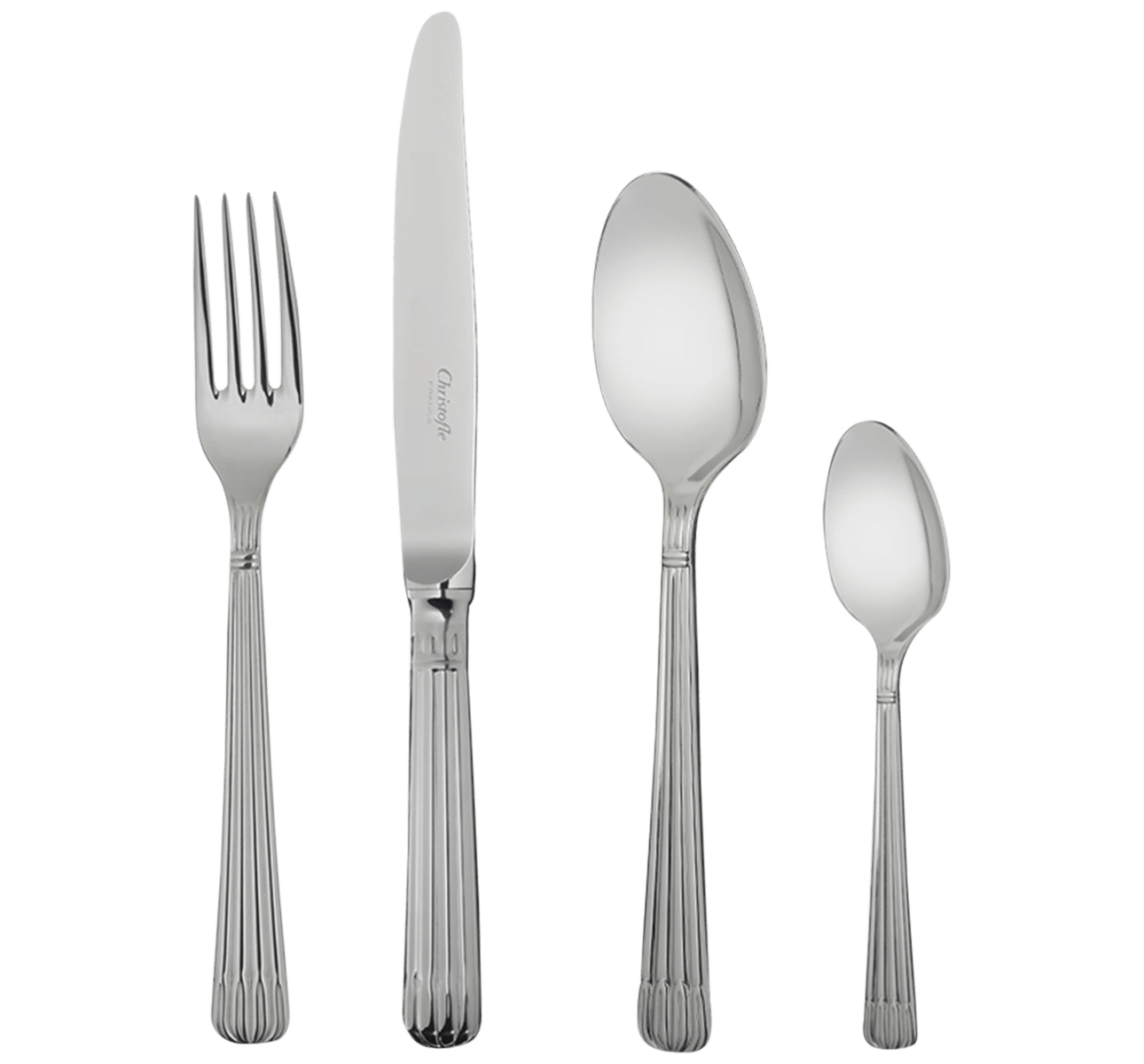 christofle 24-piece stainless steel flatware set with chest 1