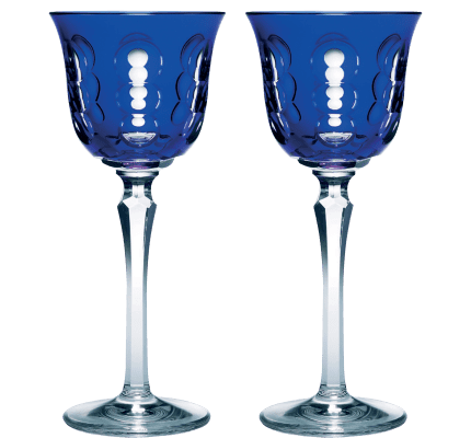christofle set of 2 crystal white wine glasses - blue 1