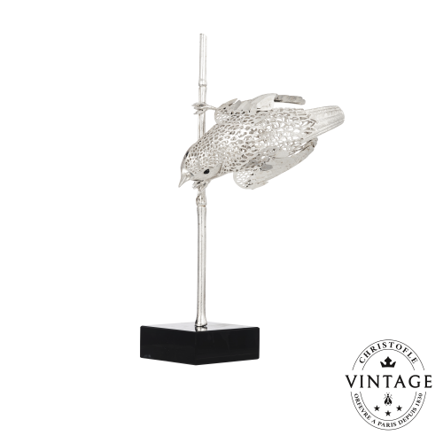 christofle Vintage Silvered Reed Warbler - Vintage