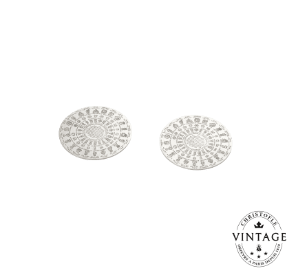 christofle christofle set of 2 glass coasters fermiers généraux, silverware - vintage 0
