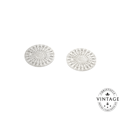 christofle christofle set of 2 glass coasters fermiers généraux, silverware - vintage 0