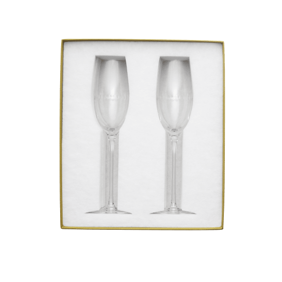 Set of 2 Lead-Free Crystal Champagne Flutes Perles - packaging