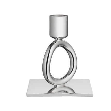 Silver-Plated Single-Ring Candlestick Holder