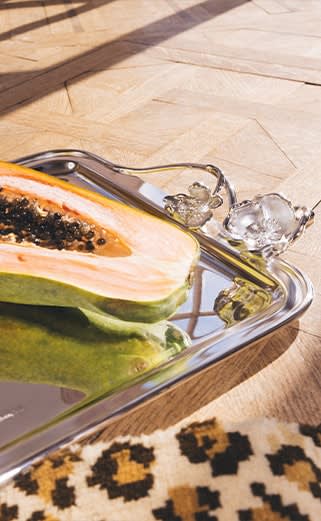 Anemone Large Silver-Plated Rectangular Tray