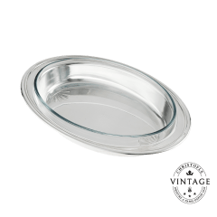 Silvered Vintage Oval Gratin dish 37 cm - top