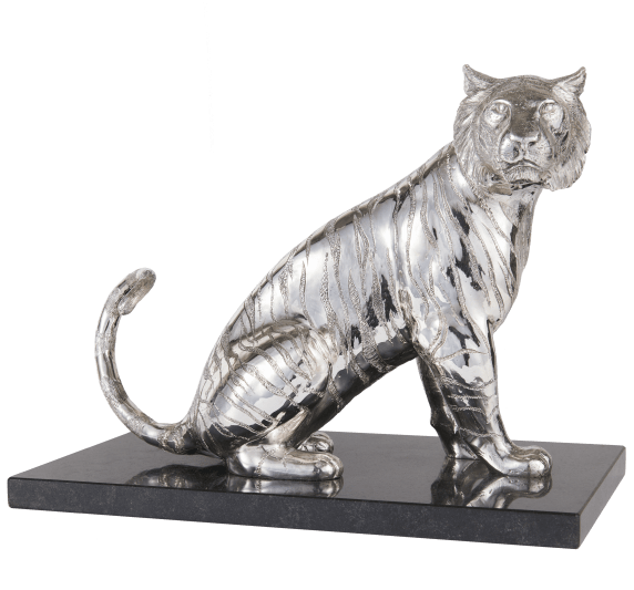 christofle sitting tiger sterling silver - haute orfèvrerie 0