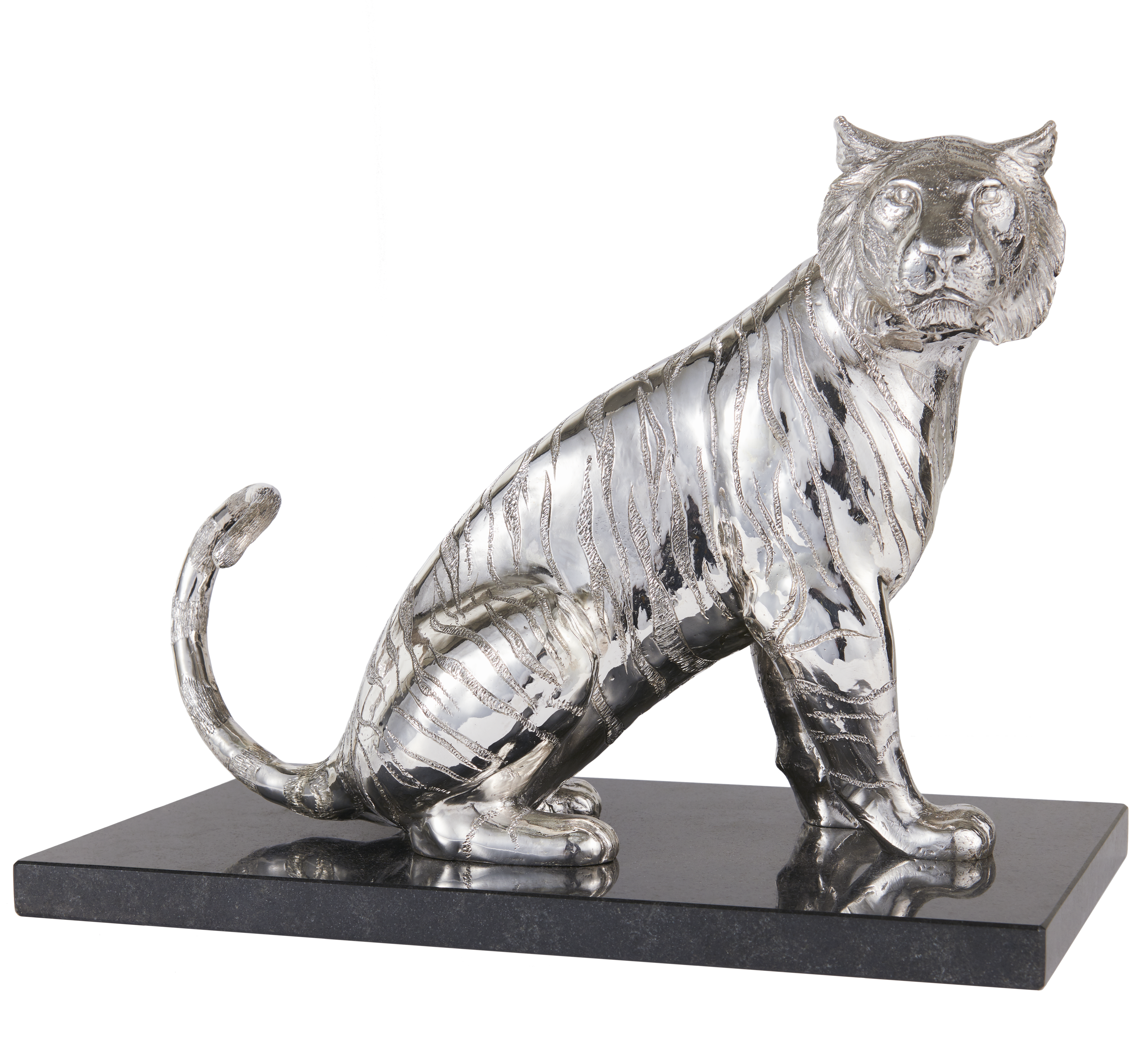 christofle tigre assis en argent massif - haute orfèvrerie 0