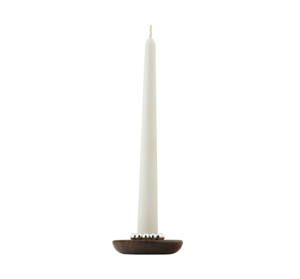 Silver-Plated and Walnut Candle Holder