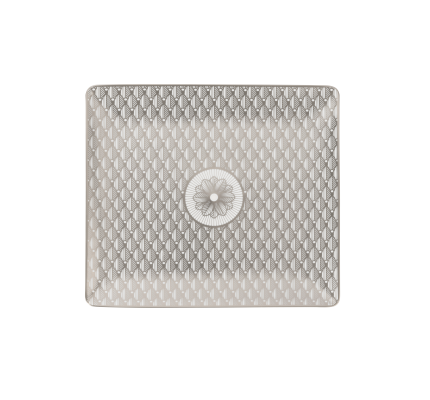 Porcelain Rectangular Tray Platinum Finish - 17 x 15 cm
