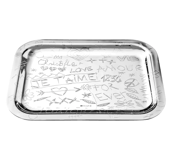 christofle rectangular tray 26x20cm graffiti  silver plated 4