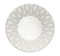 christofle Porcelain Large Rim Plate Platinum Finish