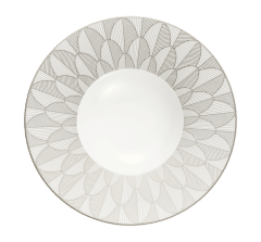christofle porcelain large rim plate platinum finish 0