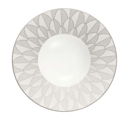 christofle assiette creuse à aile large en porcelaine finition platine 0