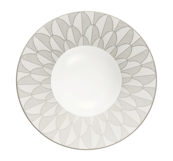 christofle porcelain large rim plate platinum finish 0