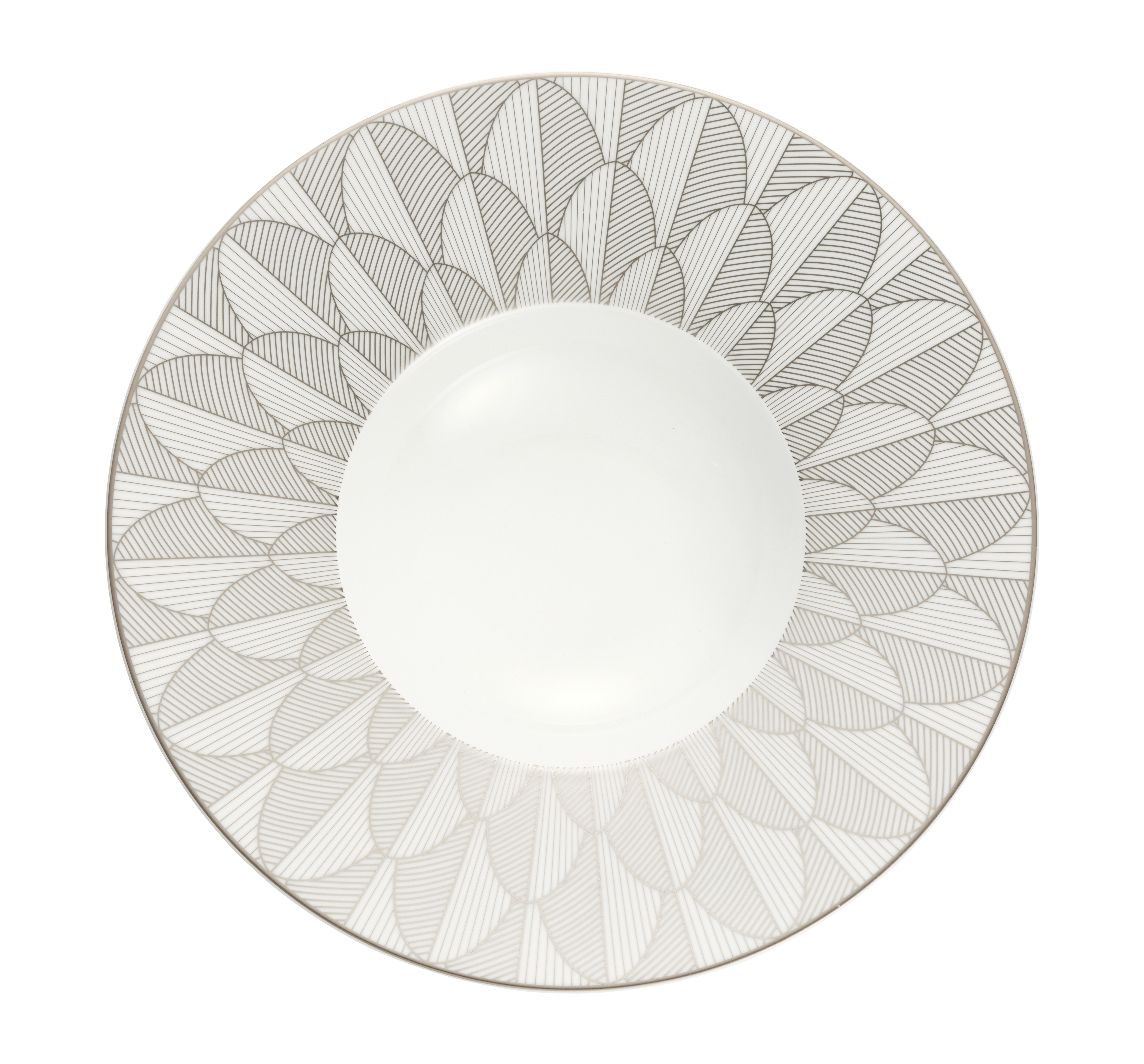 christofle assiette creuse à aile large en porcelaine finition platine 0
