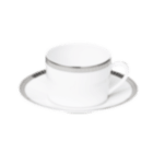 christofle Porcelain Tea Cup and Saucers Platinum Finish