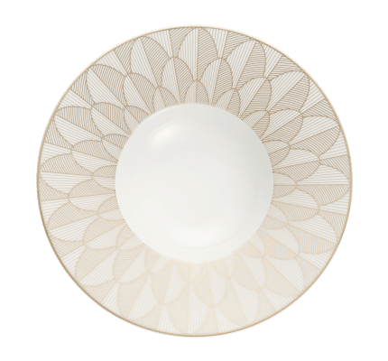 christofle assiette creuse à aile large en porcelaine finition or 0