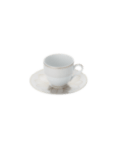 christofle 2 Porcelain Coffee Cup and Saucers Gold Finish