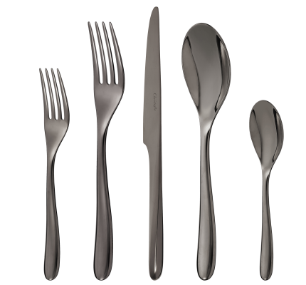 christofle stainless steel 5-piece place setting - black colour 2