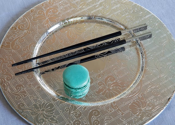 christofle pair of japanese chopsticks jardin d'eden  silver plated 5