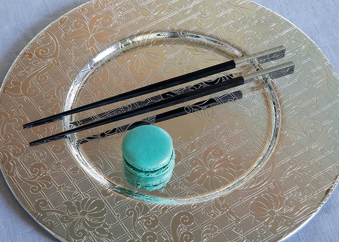 christofle pair of japanese chopsticks jardin d'eden  silver plated 5