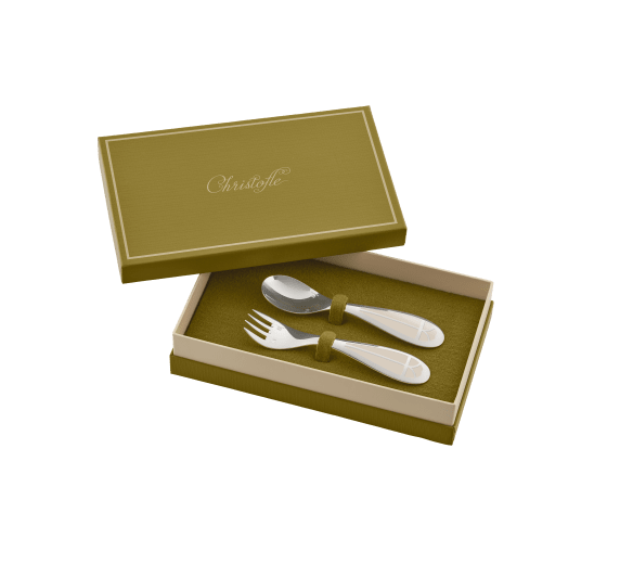 christofle silver-plated flatware set for baby (2 pieces) - ivory  0