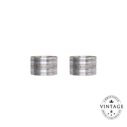 christofle vintage silvered napkin rings - set of 2  1