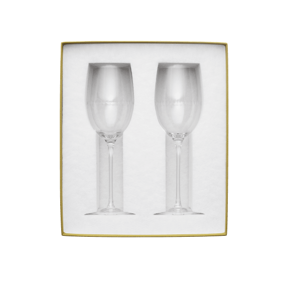 Set of 2 Lead-Free Crystal White Wine Glasses Perles - Packaging