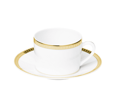 christofle porcelain tea cup and saucer gold finish 1