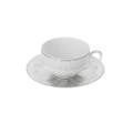 christofle set of 2 porcelain tea cup and saucers platinum finish 0