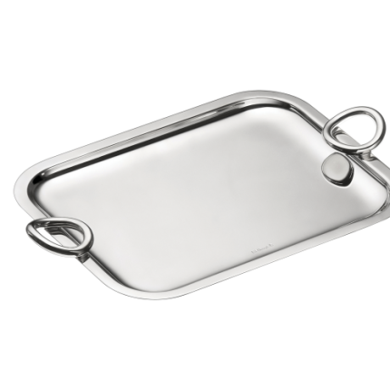 christofle rectangular tray with handles 26x20cm vertigo  silver plated 0