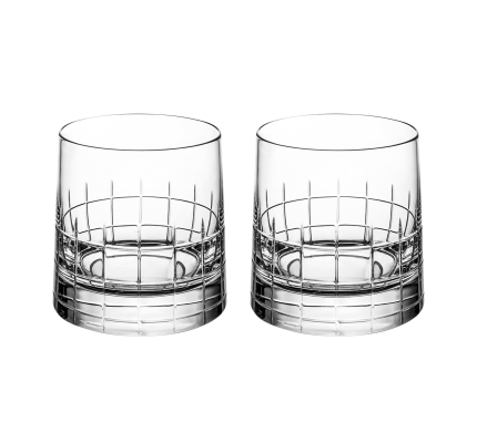 Set of 2 crystal double old fashioned glasses
