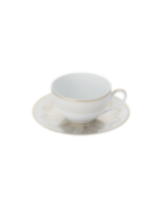 Set of 2 Tea Cup and Saucers Gold Finish