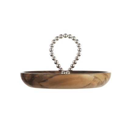 Silver-Plated and Walnut Bowl - 17cm