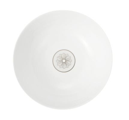 Porcelain Salad Serving Bowl Platinum Finish