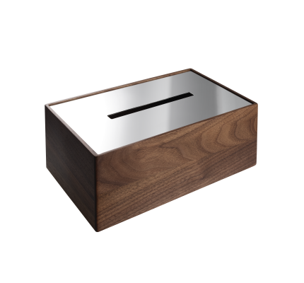Walnut and Steel Tissue Box