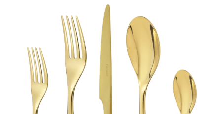 christofle stainless steel 5-piece place setting - gold colour 2