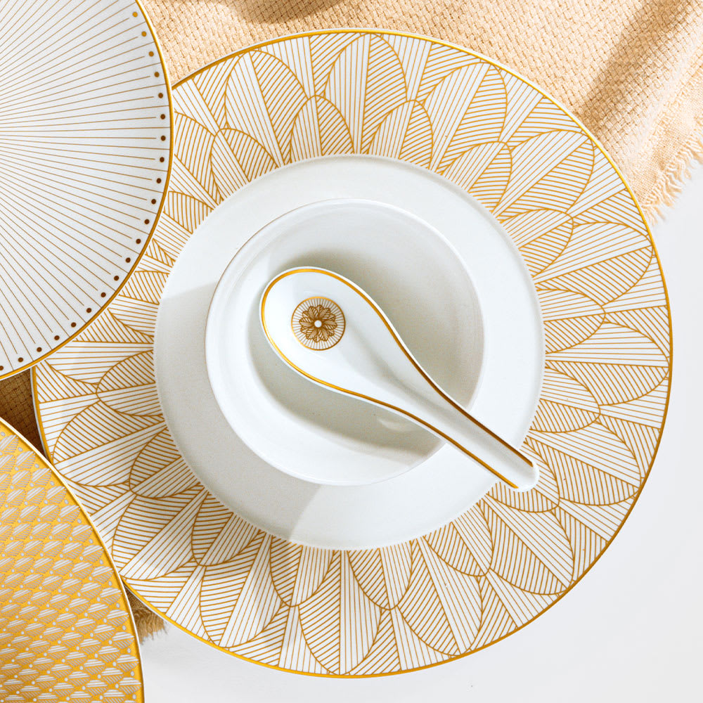 christofle dinner porcelain plate gold finish 3