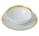 christofle porcelain soup bowl and saucer gold finish 1