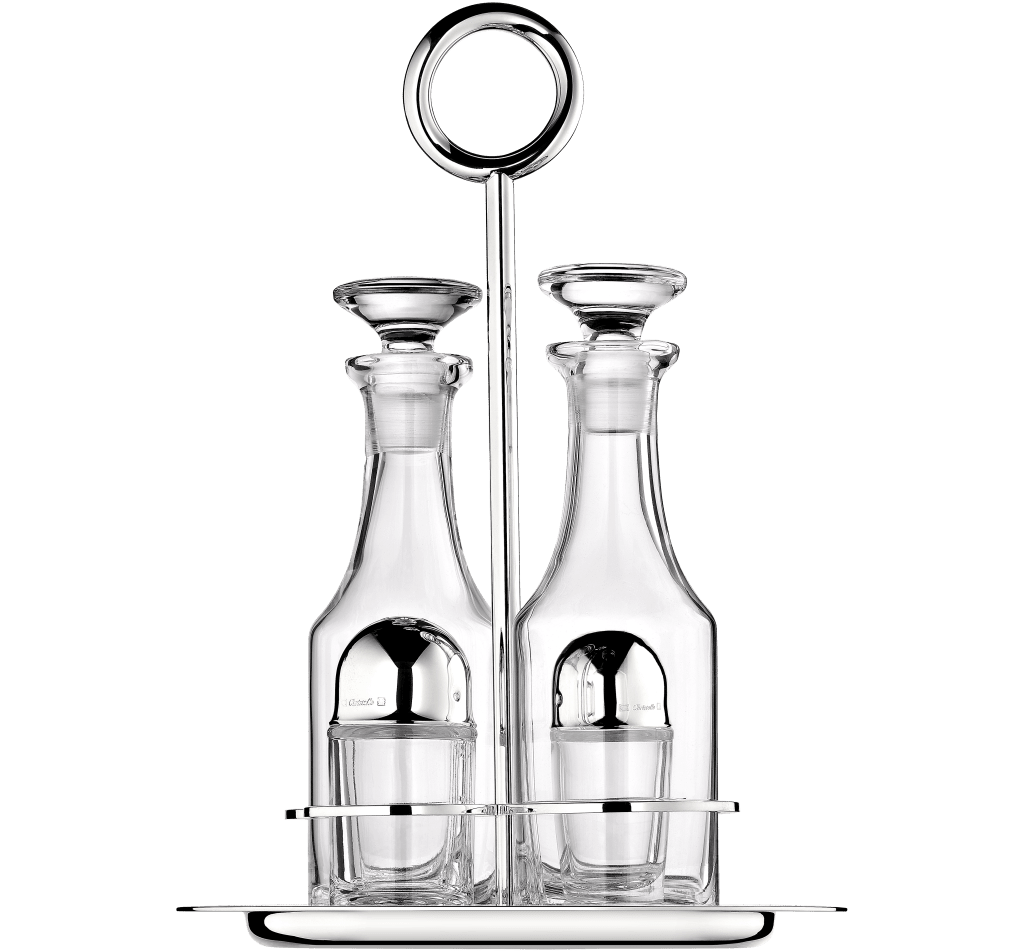 christofle silver-plated oil and vinegar cruet set with stand 1