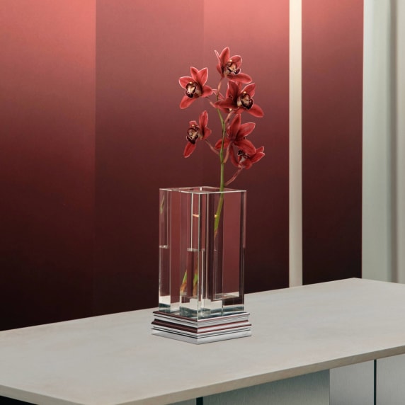 Christofle - Glass & Chrome Aluminium Vase
