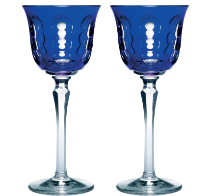 christofle set of 2 crystal white wine glasses - blue 1
