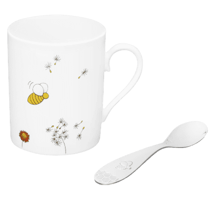 christofle porcelain baby cup and silver plated spoon set 1
