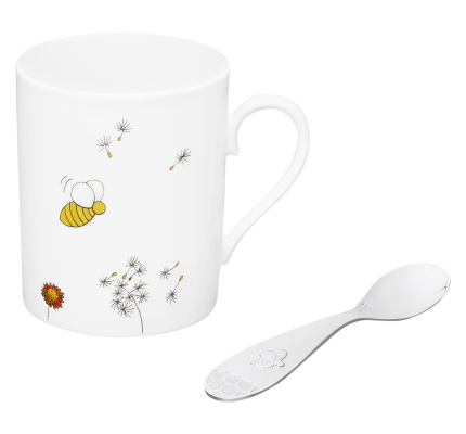 christofle porcelain baby cup and silver plated spoon set 1